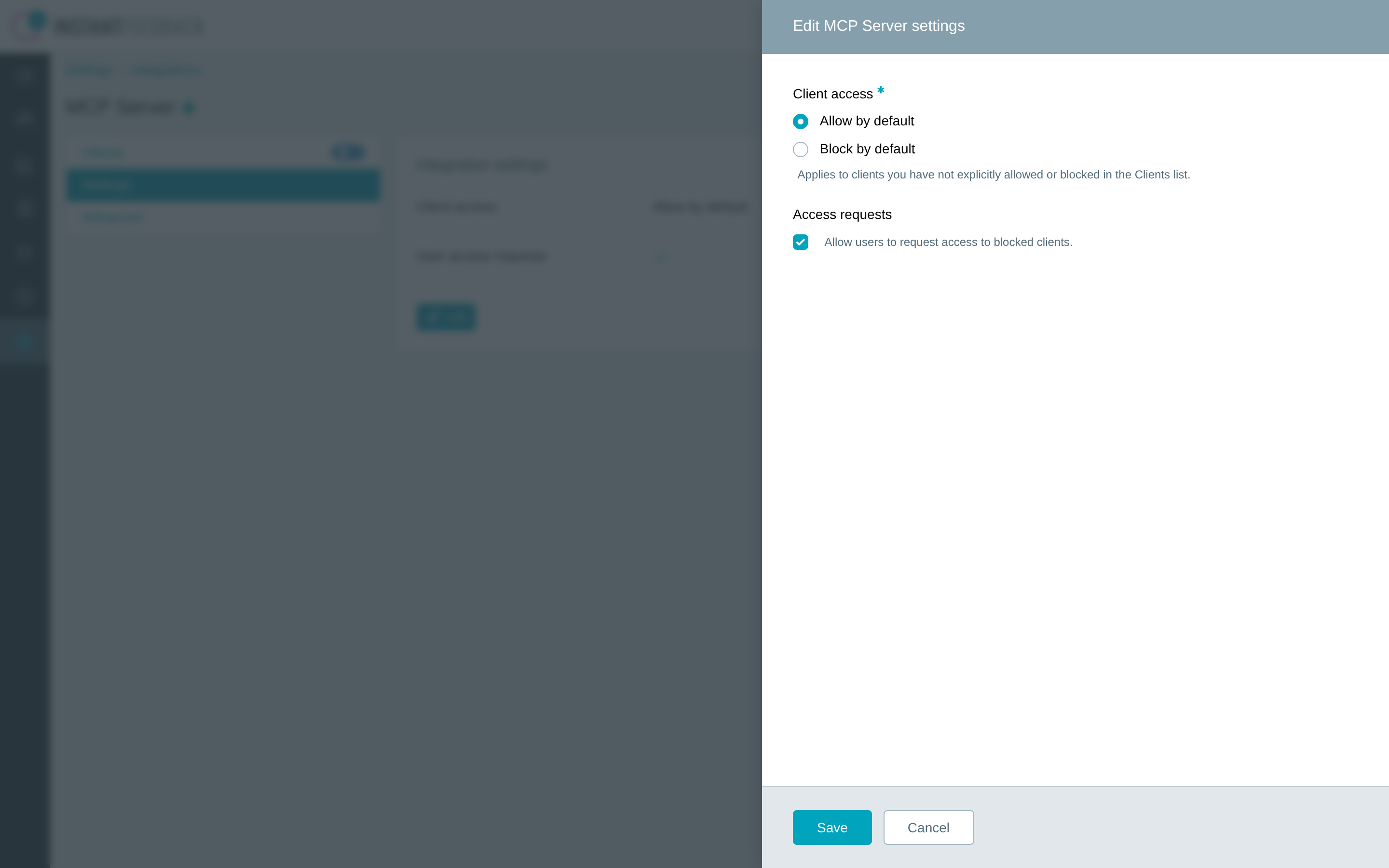 The Edit MCP Server settings dialog