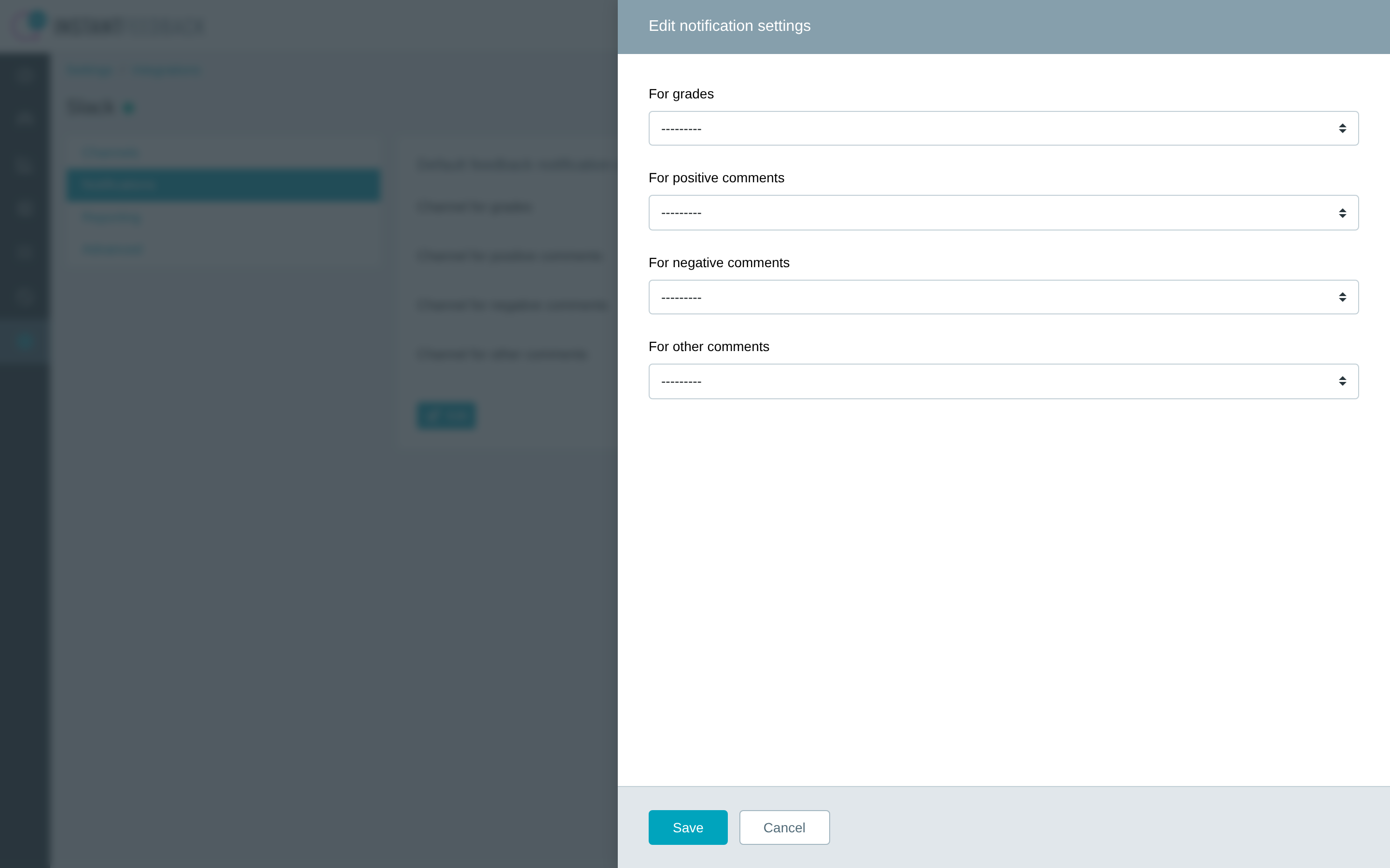 The Edit notification settings dialog