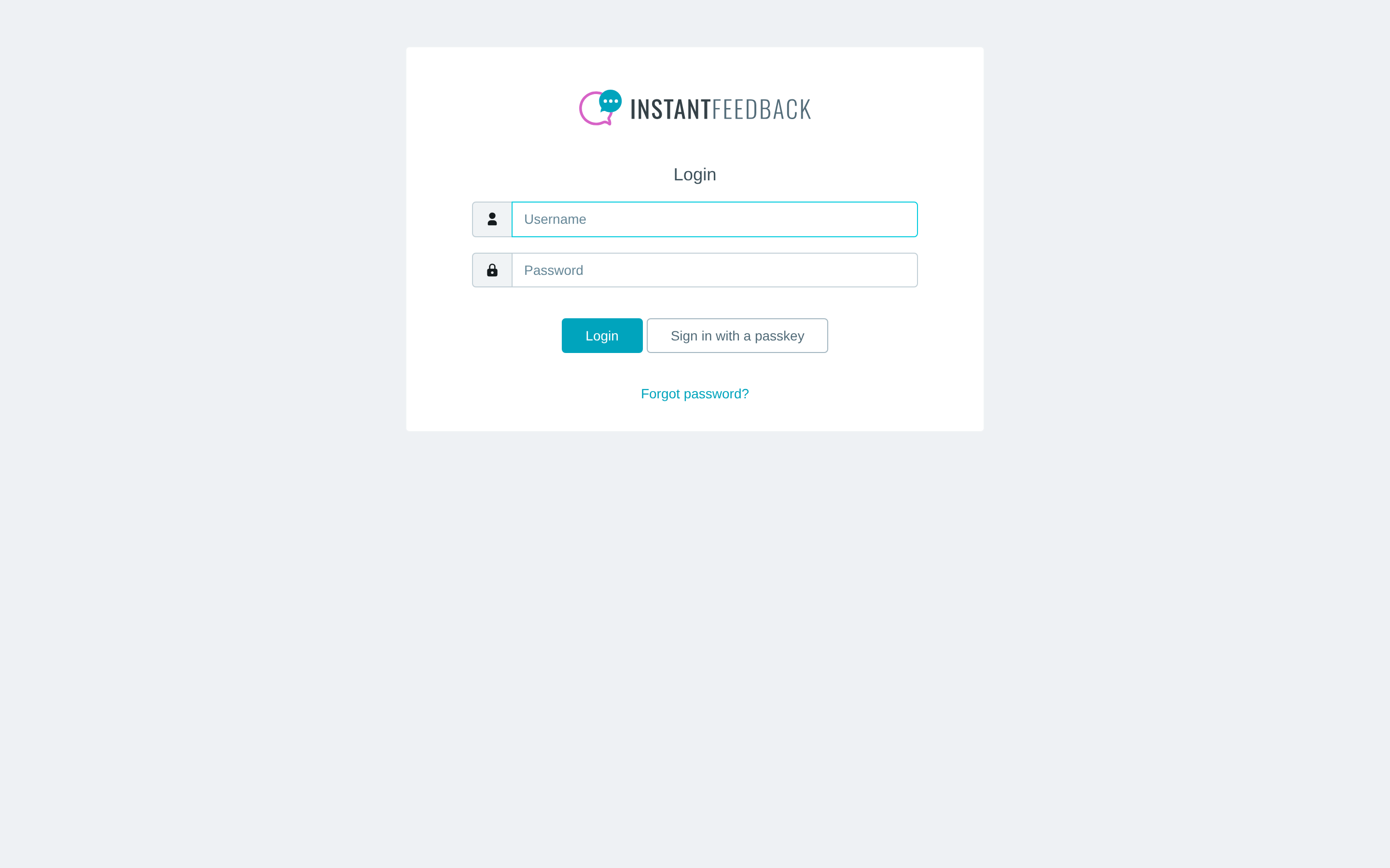 The login page with the Sign in with a passkey button