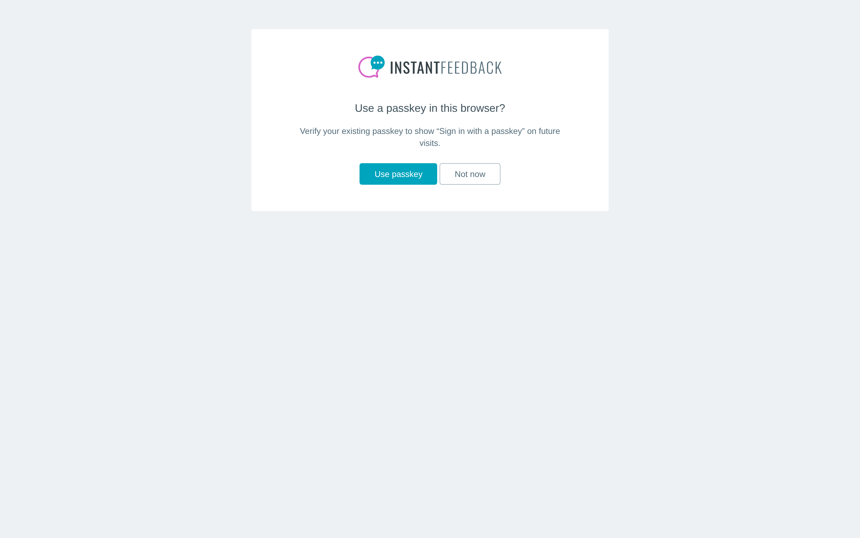 The Use a passkey in this browser? page