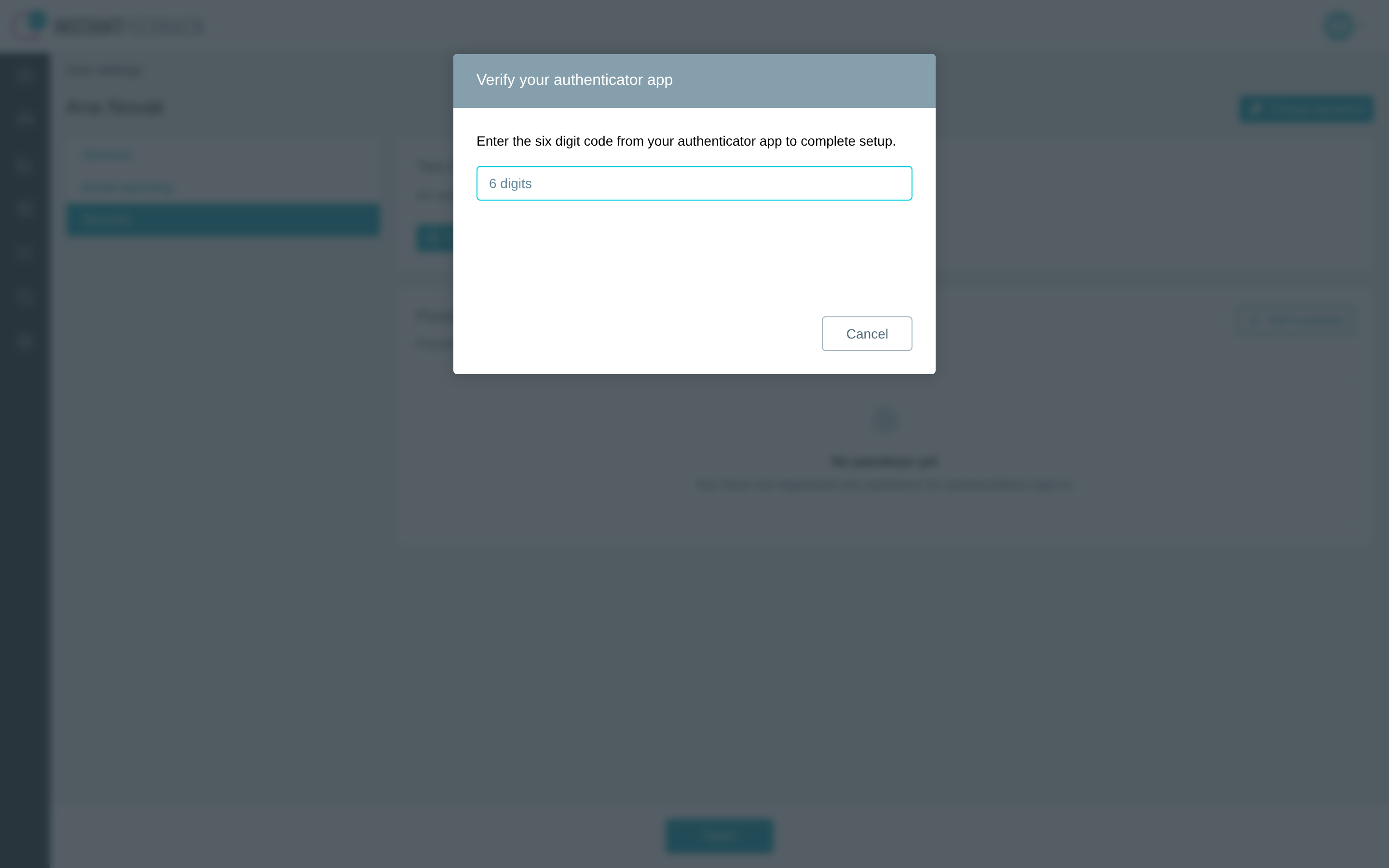 The Verify your authenticator app dialog